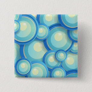 Abstract blauw in groen vierkante button 5,1 cm