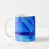 Abstract Blauw Indigo Uniek Aangepast Koffiemok (Links)