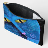 Abstract blauw kattengezicht etui (Open)