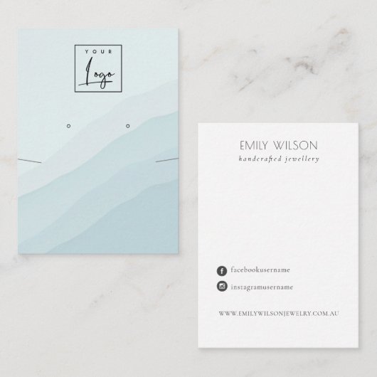 Abstract blauw Ketting met golven Logo Visitekaartje (Voorkant / Achterkant)
