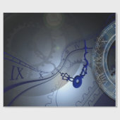 Abstract blauw klokontwerp cadeaupapier (Vlak)