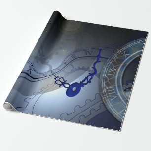Abstract blauw klokontwerp cadeaupapier