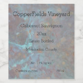 Abstract blauw koperen achtergrond wijn etiket (Enkel label)