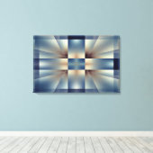 Abstract blauw kruispatroon canvas afdruk (Insitu (Houten vloer))