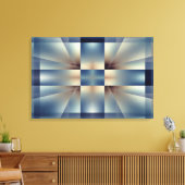 Abstract blauw kruispatroon canvas afdruk (Insitu (Woonkamer))