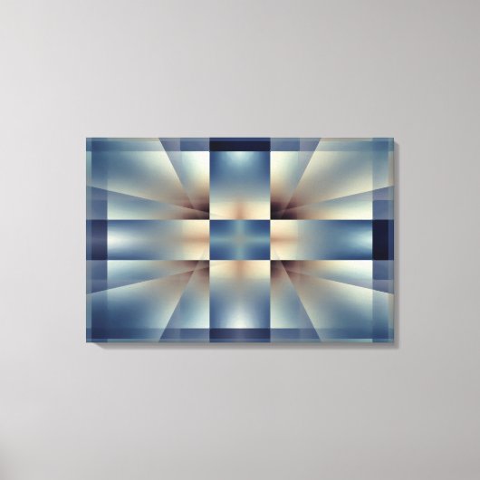 Abstract blauw kruispatroon canvas afdruk (Voorkant)