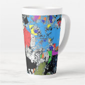Abstract blauw kunstblauw zwart latte mok (Rechterhoek)