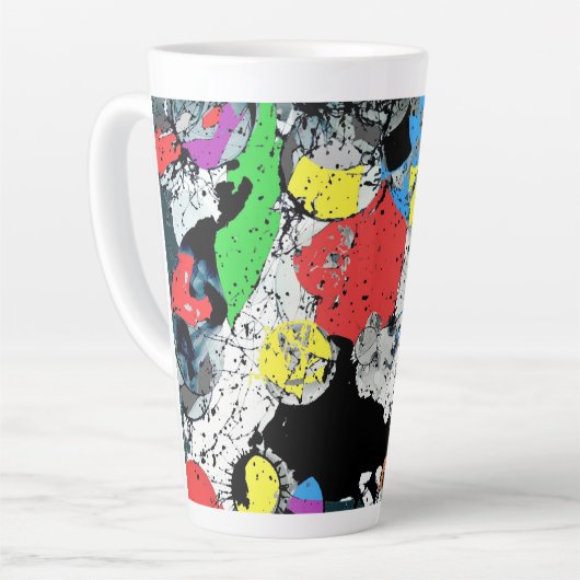 Abstract blauw kunstblauw zwart latte mok (Linkerhoek)