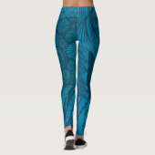 Abstract blauw kunstpatroon leggings (Achterkant)