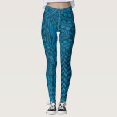 Abstract blauw kunstpatroon leggings (Voorkant)