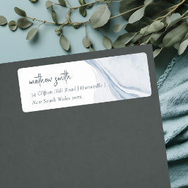 Abstract Blauw Kuststrand Waterverf Adres Etiket