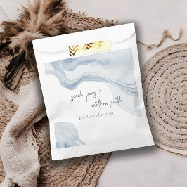 Abstract blauw kuststrand Waterverf bruiloft Bedankzakje