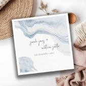 Abstract blauw kuststrand Waterverf bruiloft Servet