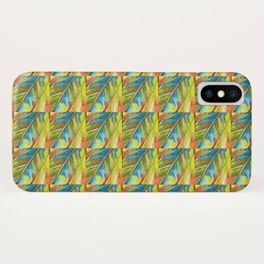 Abstract blauw lederen design Geel Rood Case-Mate iPhone Case (Achterkant (horizontaal))
