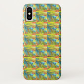 Abstract blauw lederen design Geel Rood Case-Mate iPhone Case (Achterkant)