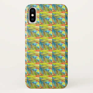 Abstract blauw lederen design Geel Rood Case-Mate iPhone Case