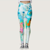 Abstract blauw leggings (Voorkant)