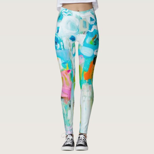 Abstract blauw leggings (Voorkant)
