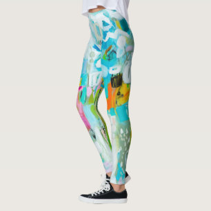 Abstract blauw leggings