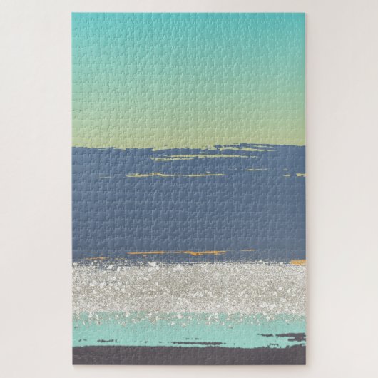Abstract blauw legpuzzel (Verticaal)