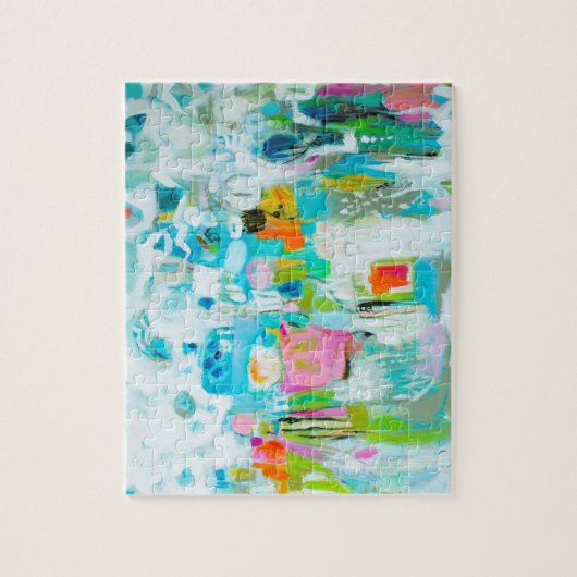 Abstract blauw legpuzzel (Verticaal)