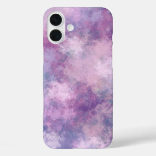 Abstract blauw, Lila, roze acryl schilderij iPhone 16 Plus Hoesje