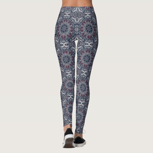 Abstract blauw Mandala Leggings (Achterkant)