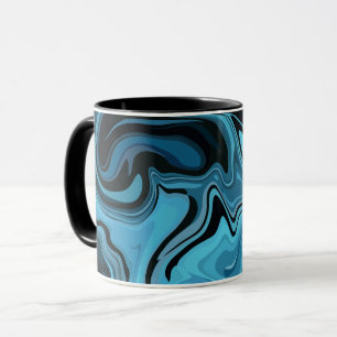 Abstract Blauw Marmer Golf Design Mok