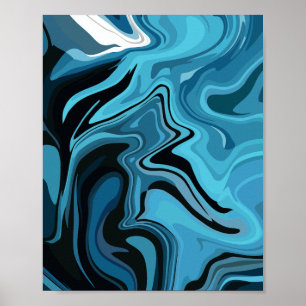 Abstract Blauw Marmer Golf Design Poster