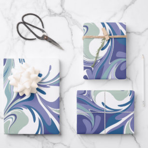 Abstract blauw marmer-patroon inpakpapier vel