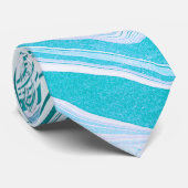 Abstract Blauw Marmeren Steen Print Stropdas (Opgerold)