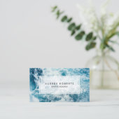 Abstract blauw marmerpatroon visitekaartje (Staand voorkant)