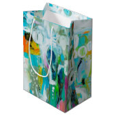 Abstract blauw medium cadeauzakje (Voorkant Gekanteld)