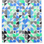 Abstract Blauw Mint Geometrisch Patroon Douchegordijn (Voorkant)