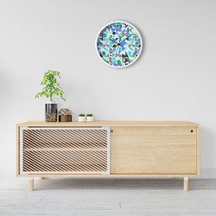 Abstract blauw mintgroen zwart geometrisch