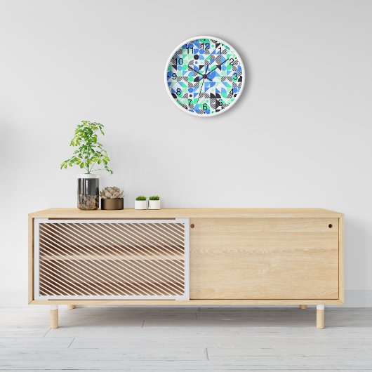 Abstract blauw mintgroen zwart geometrisch