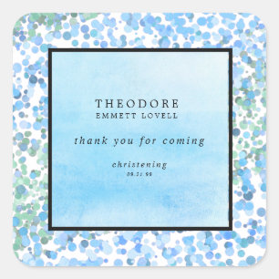 Abstract blauw modern doopsel dank u vierkante sticker