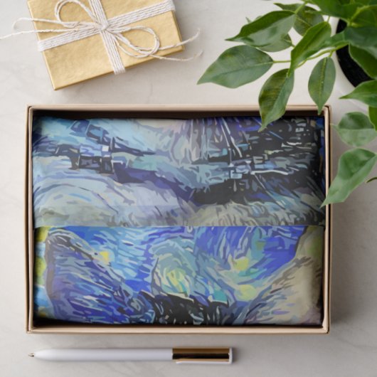 Abstract blauw mozaïekkattenonthoofdepapier tissuepapier (Geschenk)