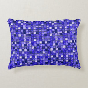 Abstract Blauw Mozaïekontwerp Met Glanzende Textur Accent Kussen