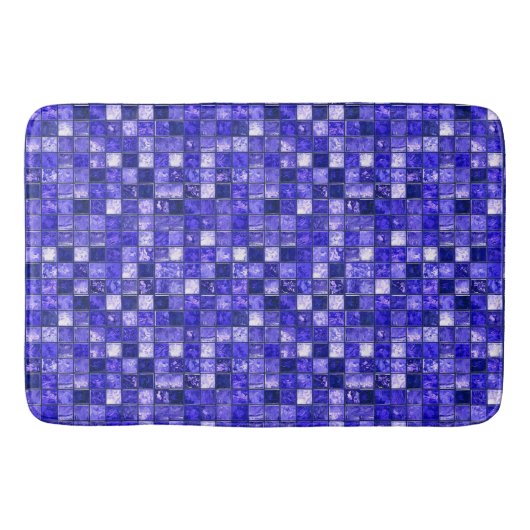 Abstract Blauw Mozaïekontwerp Met Glanzende Textur Badmat (Voorkant)