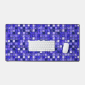 Abstract Blauw Mozaïekontwerp Met Glanzende Textur Bureaumat (Keyboard & Muis)