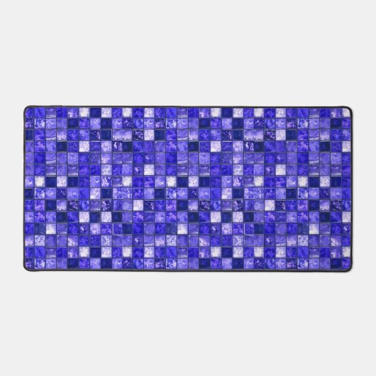 Abstract Blauw Mozaïekontwerp Met Glanzende Textur Bureaumat (Voorkant)