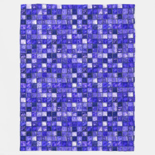 Abstract Blauw Mozaïekontwerp Met Glanzende Textur Fleece Deken