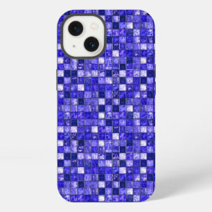 Abstract Blauw Mozaïekontwerp Met Glanzende Textur iPhone 13 Hoesje