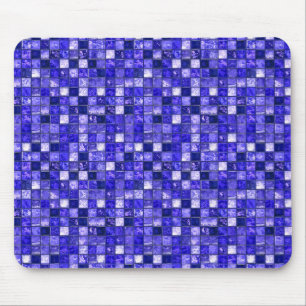 Abstract Blauw Mozaïekontwerp Met Glanzende Textur Muismat