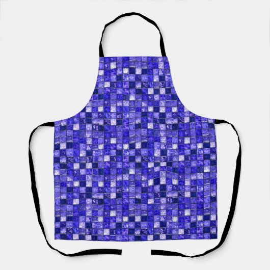 Abstract Blauw Mozaïekontwerp Met Glanzende Textur Schort (Voorkant)