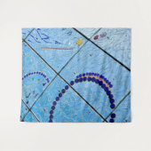 Abstract blauw mozaïektapijt wandkleed (Voorkant (horizontaal))