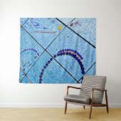 Abstract blauw mozaïektapijt wandkleed (In Situ (horizontaal))