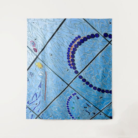 Abstract blauw mozaïektapijt wandkleed (Voorkant)