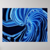 Abstract Blauw Neon "Bloem" Poster (Voorkant)